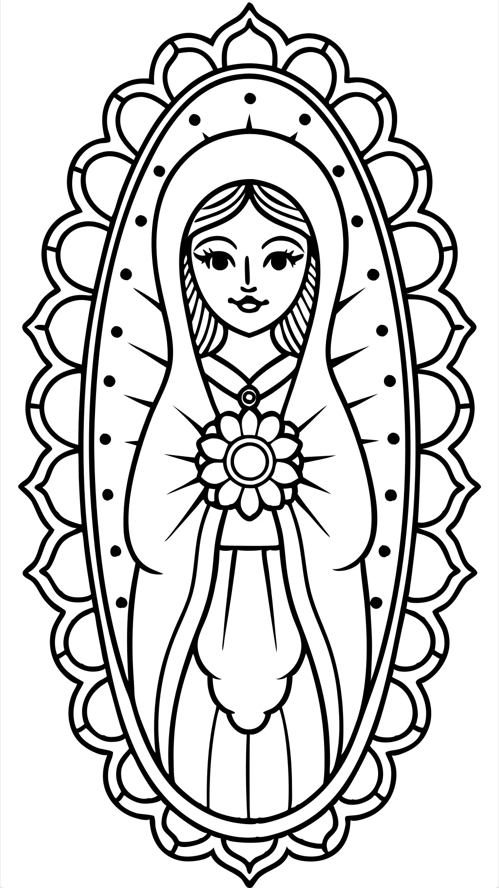 Nuestra Señora de las páginas para colorear de Guadalupe